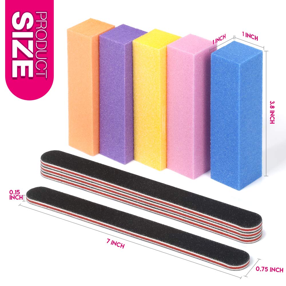 Nail Files And Buffers, Teenitor 100/180 Grit Emery Board Double Sided Professional Manicure Tool Buffer And Shine Block Kit Nail Care Products 10pcs/Pack : Beauty
