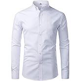 ZEROYAA Men's Hipster Casual Slim Fit Long Sleeve Button Down Oxford Shirts with Chest Pocket