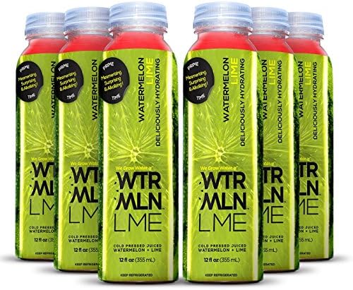 Cold Pressed Watermelon Juice With Organic Lime (WTRMLN LME) - Deliciously Hydrating 100% Fresh Fruit Juice, Pulp-Free, Natural Drink With No Added Sugar or Water, 6 Pack, 12 Ounce Bottle
