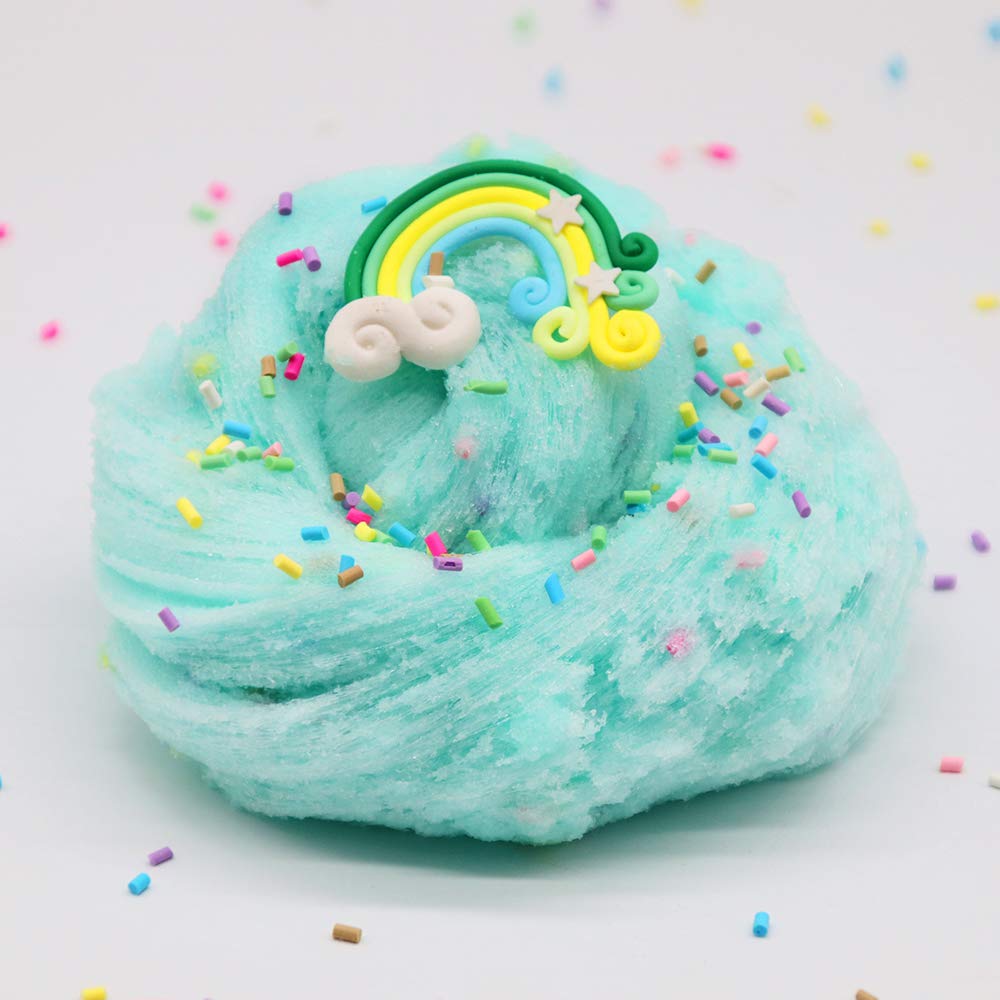 iWeller 2019Newest Green Rainbow Butter Fluffy Slime,Super Soft and Non-Sticky( 200ML 7oz)