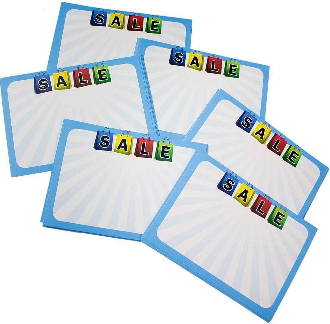 Bright, Attention Grabbing Tag 60 Set of Large Signs. Durable Cardstock Perfect for Boutiques, Shops, Thrift Stores and Grocery. Attract Viewers to Your Events!