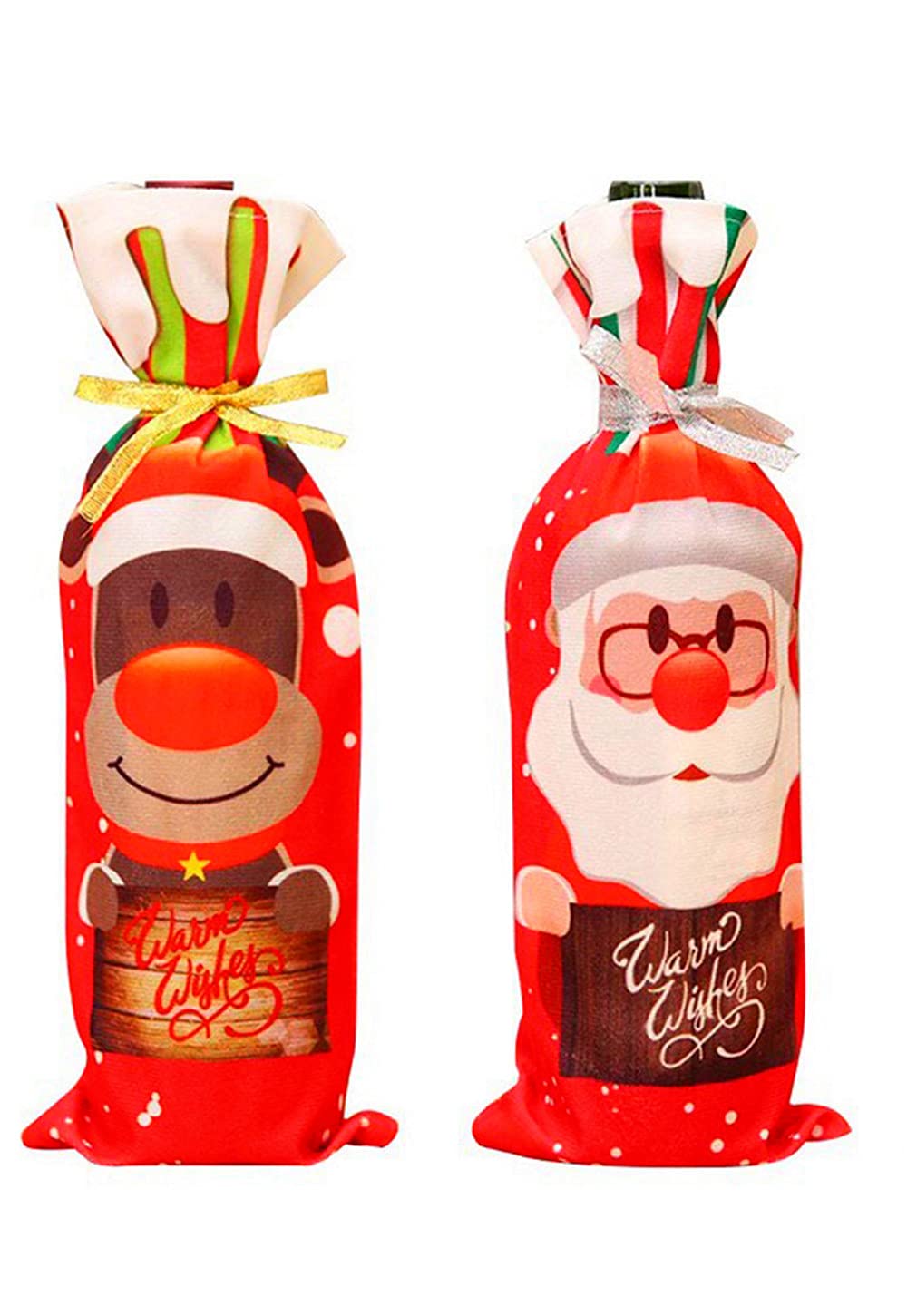 CO BN Set of 2 Wine Bottle Bag Christmas Wine Bottle Bags for Christmas Decoration Dinner Banquet Table Decoration