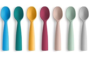 Vicloon Silicone Baby Feeding Spoons, 7PCS First Stage Feeding Spoons for Infants, Baby Led Weaning Feeding Supplies Training Spoon, Toddler Utensils, Ultra-Durable & Chewproof, Dishwasher Safe