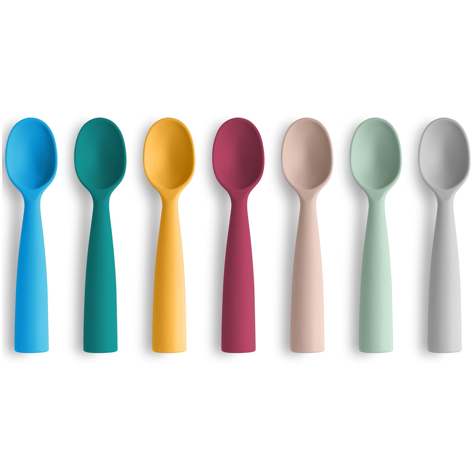 Vicloon Baby Spoons, 7 Pcs Silicone Baby Feeding Training Spoon Self-Feeding Weaning Spoons, Training Feeding for Kids Toddlers Children and Infants