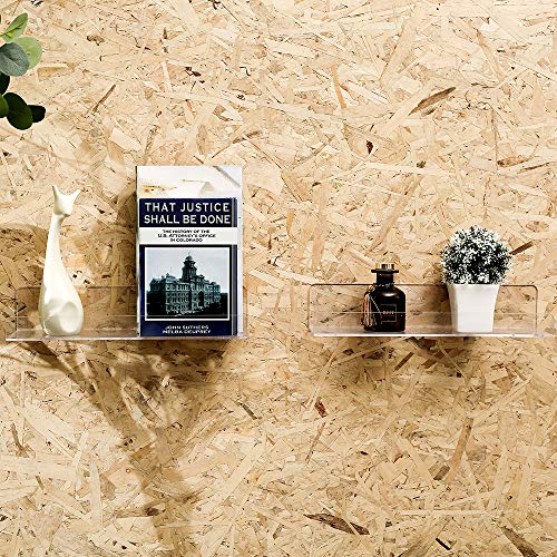 CY craft Wall Mounted Acrylic Floating Shelf 15 Inch Clear Ledge Shelf