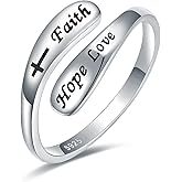AMBCESSER 925 Sterling Silver Inspirational Adjustable Rings - Personality Encouragement Jewelry Gift For Women