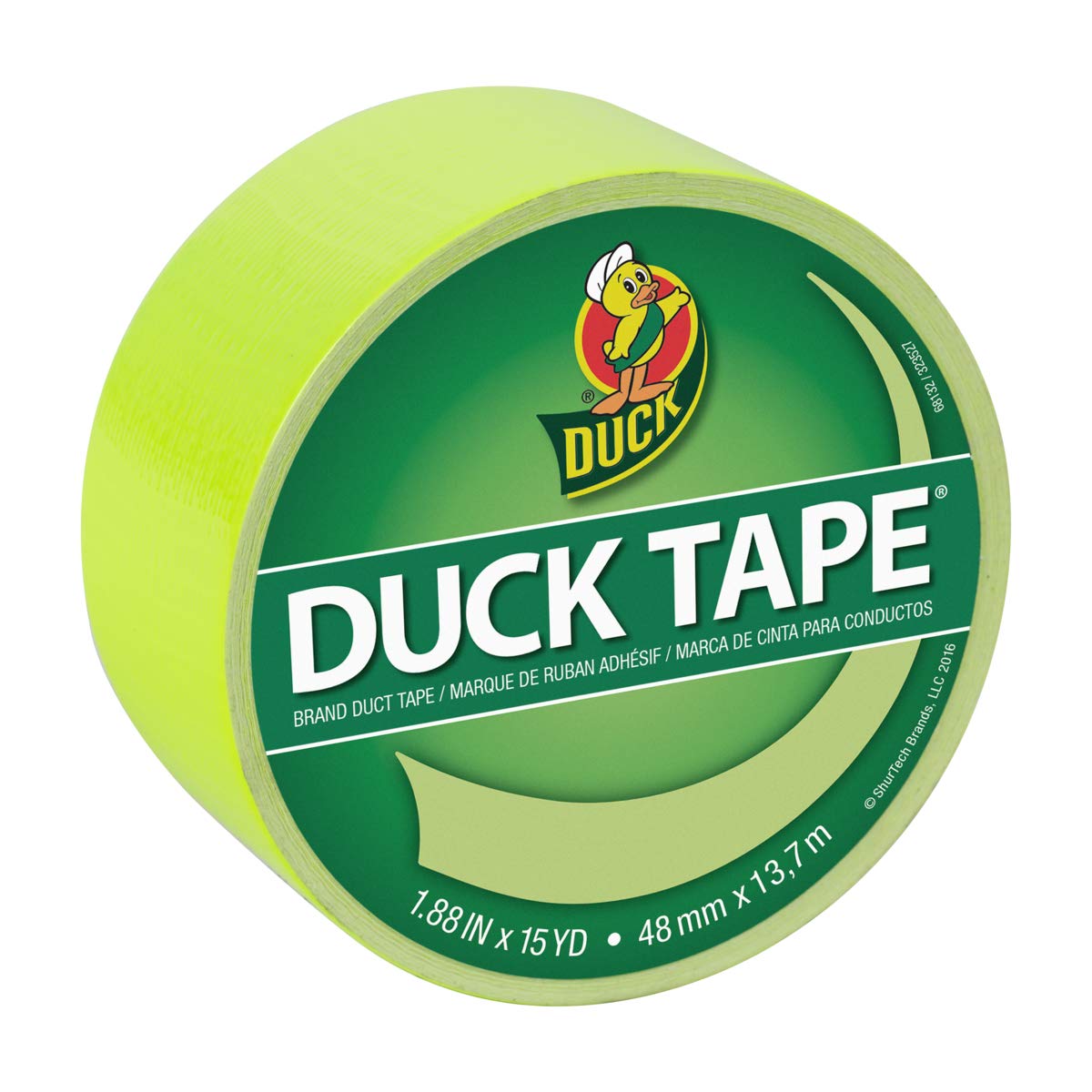 Duck 285225 Colored Duct Tape, Fluorescent Citrus, 1.88 in. x 15 yds. (48mm Wide)