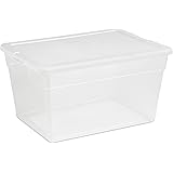 Sterilite 16598008 56 Quart/53 Liter Storage Box, White Lid w/ Clear Base, 8-Pack