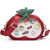 Kawaii PU Leather Ita Bag Y2k Shoulder Crossbody Bag Aesthetic Cute Cherry Sause Cute BagPin Display
