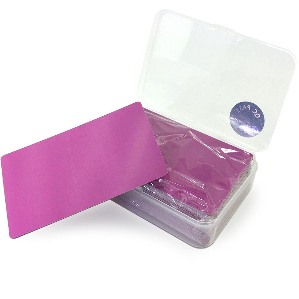 Ebamaz 100PCS Thin Aluminum Alloy Metal Business Cards 3.4 X2.13X0.008 inch for Laser Engrave (Pink, Blank)
