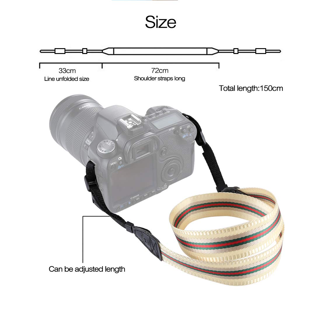 BYbrutek Kameragurt für DSLRs, Weich Kamera Schultergurt (universal passend), 150cm Long, 3.8cm Wide (6010Q)