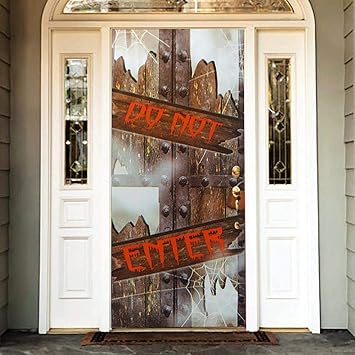 Puerta De Madera De Terror Adhesivo De Pared Hogar Arte