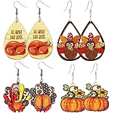 8PCS Fall Earrings for Women Cute Pine Cone Corn Maple Leaf Pumpkin Turkey Earrings Autumn Thanksgiving Earrings Autumn Thanksgiving Jewelry