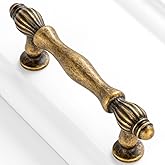 BEROSSA 3 Inch Antique Brass Cabinet Pulls Drawer Handles 10 Pack 2510 | Vintage Brass Kitchen Cabinet Handles, French Style, Comfortable Grip, Solid Hardware for Dressers Cupboards Bathroom Vanity
