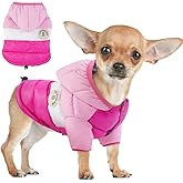 FUAMEY Puppy Puffer Jacket, Warm Padded Pet Snow Vest, Cute Windproof Dog Clothes, Waterproof Outdoor Lightweight Small Dog Hoodie, Chihuahua Poodles Yorkshire Pet Apparel S/12