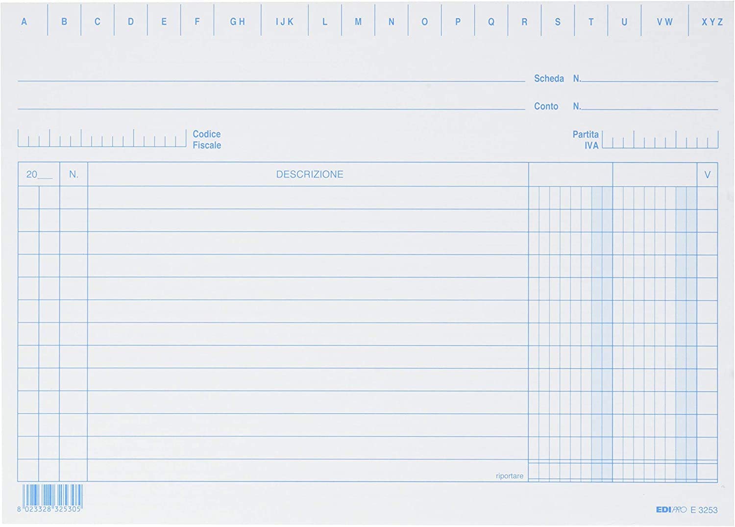 EDIPRO - E3253BL - 100 Cards with 2 Columns Blue f.to 15x21