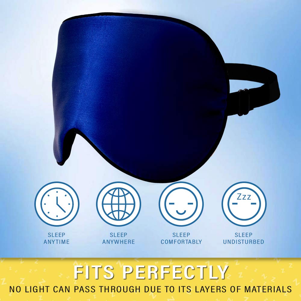 Jersey Slumber 100% Silk Sleep Mask For A Full Night's Sleep | Comfortable & Super Soft Eye Mask With Adjustable Strap | Works With Every Nap Position | Ultimate Sleeping Aid/Blindfold, Blocks Light : Beauty