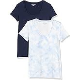 Amazon Essentials womens Regular-Fit Short-Sleeve Scoop Neck T-Shirt (Available in Plus Size)