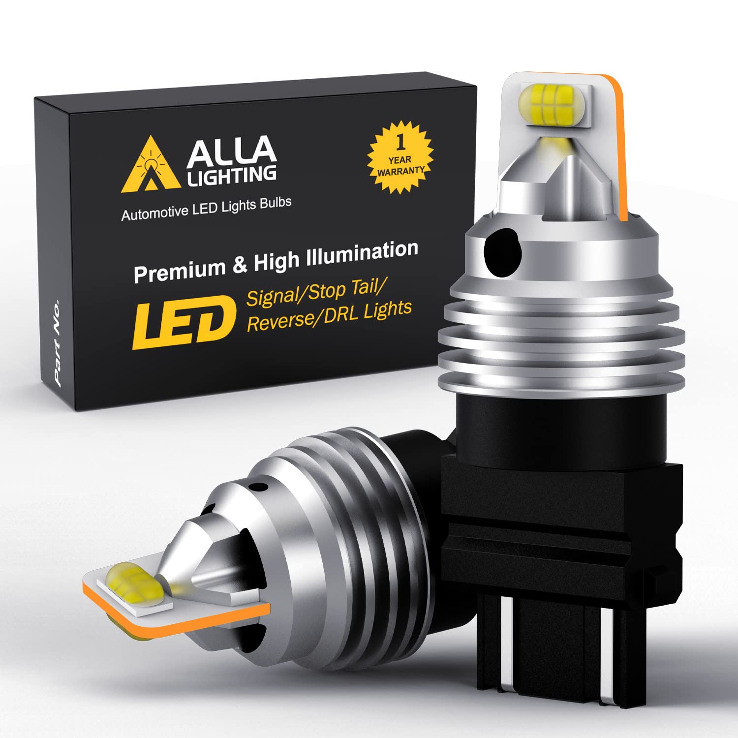 Alla Lighting T25 3156 3157 LED Bulbs, Amber Yellow