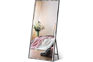 ZBEIVAN Full Length Mirror 65"x23.6" Standing or Wall Hanging, Vertical Black Frame HD Rectangle Full Body Tall Big Floor Stand up or Wall Mounted Mirror