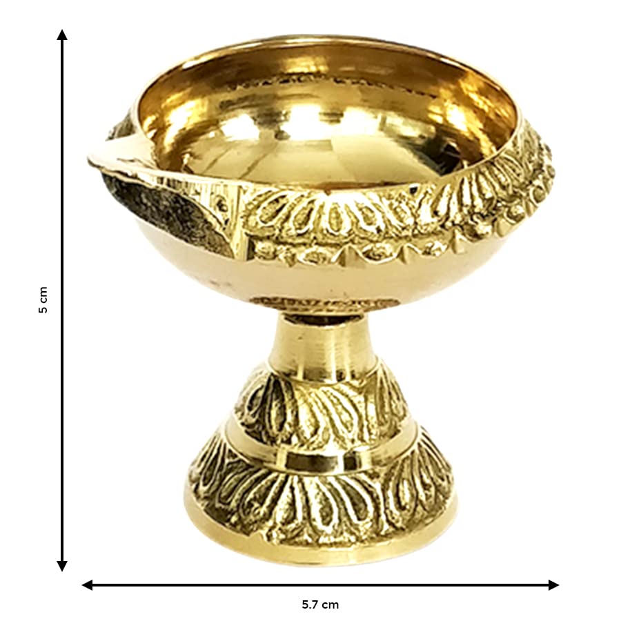 Shubhkart Kuber Diya with Stand (Size: 0) Akhand Brass Table Diya for Puja|Heavy Base Aarti Diya|Brass Deepak for Pooja Diwali Gift Item, Temple Decor, Home Mandir (5cm Height) - 54 Gm 4