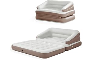 TXZ outdoor Full Size Air Mattress for Inflatable Portable Blow Up Mattress Sofa Bed with Flocked top-Double Air Couch for Tent Camping(Dark Brown)