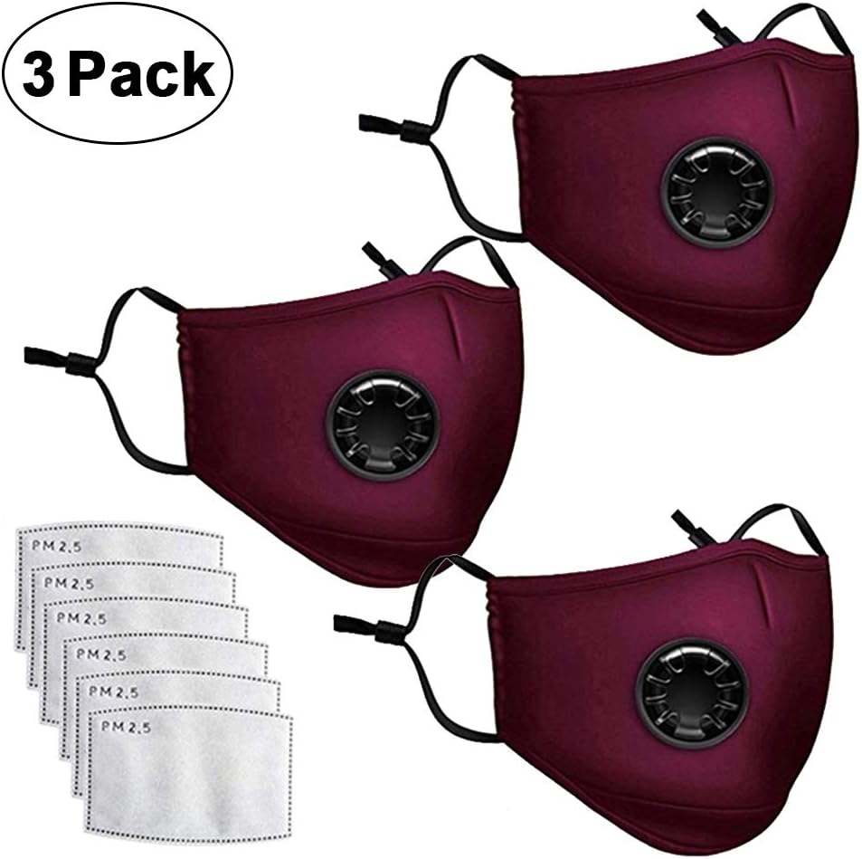 xuzomedia Anti Pollution Breathable Respirator Mask,Unisex Face Mask with Valves,Reusable Washable Masks with 6 Replaceable Filters-Cotton Washable Respirator Breathing Mask