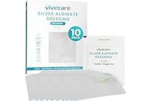 VIVE CARE ViveCare Silver Calcium Alginate Wound Dressing (10 Pack)- Sterile 2x2 Medical Gauze Pad - Wound Care for Burns, Cysts and Ulcer Treatment - Highly Absorbent Individual Patch - Non-Stick Padding