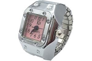 WASHRANP Rings for Women, Rings for Teen Girls Couple Watch Adjustable Rust-proof Alloy Stretchy Finger Quartz Watch Mens Rings for New Year Gift Valentine's Day Gift