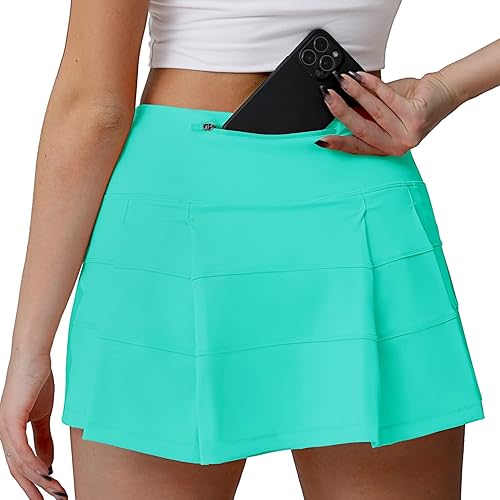 Husnainna High Waisted Pleated Tennis Skirt with Pockets Athletic