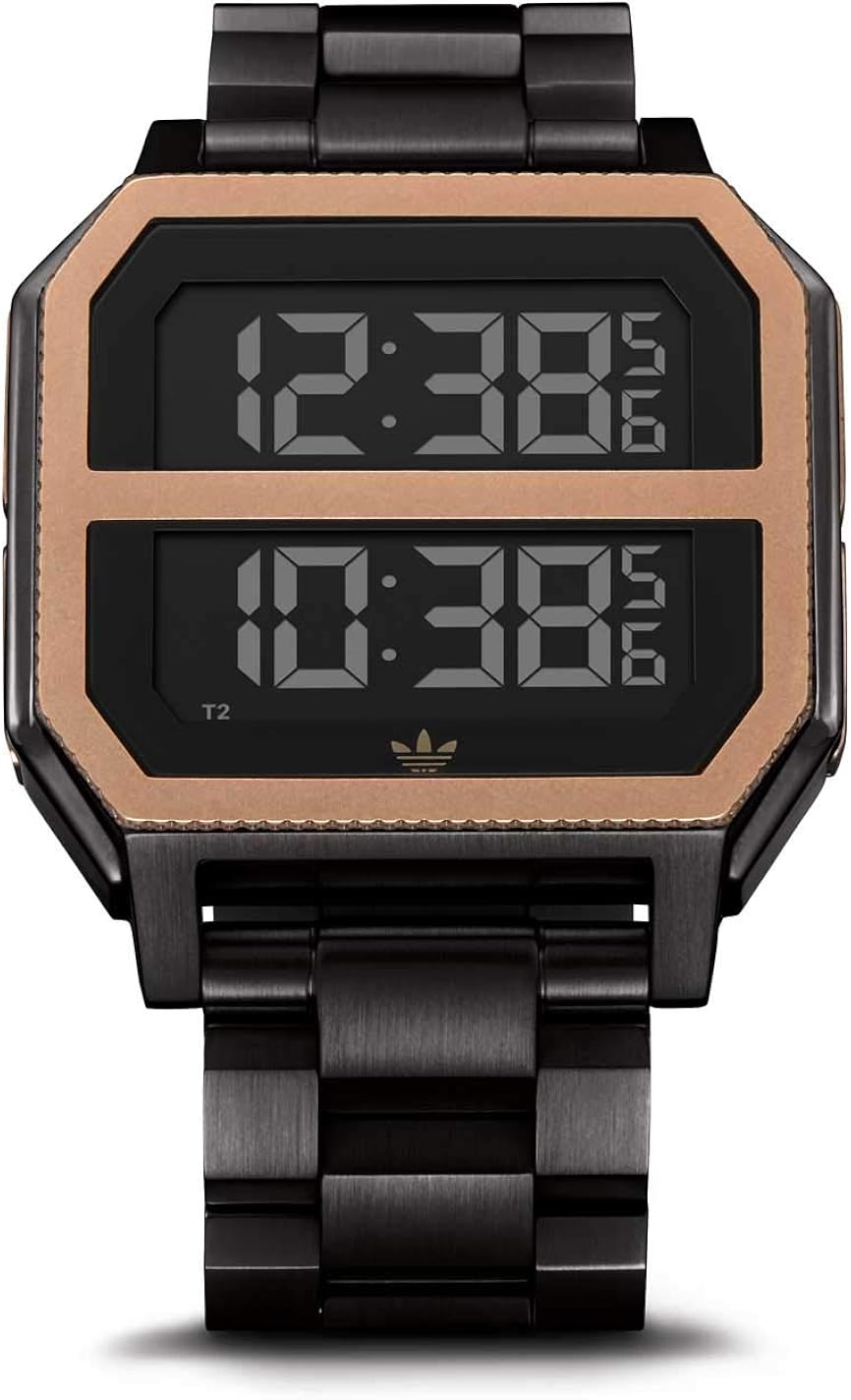 black stainless steel digital watch