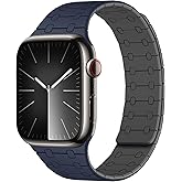 Amizee Magnetic Bands Compatible with Apple Watch Band 49/46/45/44/42/41/40/38mm Women Men, Sport Silicone Strap for iWatch Ultra 3/2/1 Series 11 10 9 8 7 6 5 4 SE3/2/1 (42/41/40/38, Dark Blue Gray)