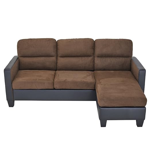 Britoniture Faux Leather And Fabric Corner Sofa L Shaped Left