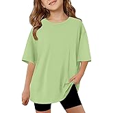 ZDC Girls Short Sleeve T Shirts Kids Summer Oversized Tops Trendy Crewneck Basic Tees 5-14 Years