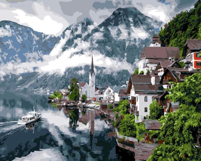 WXLZY Paisaje Nieve Montaña DIY Pintura por números Cuadro de Lienzo en