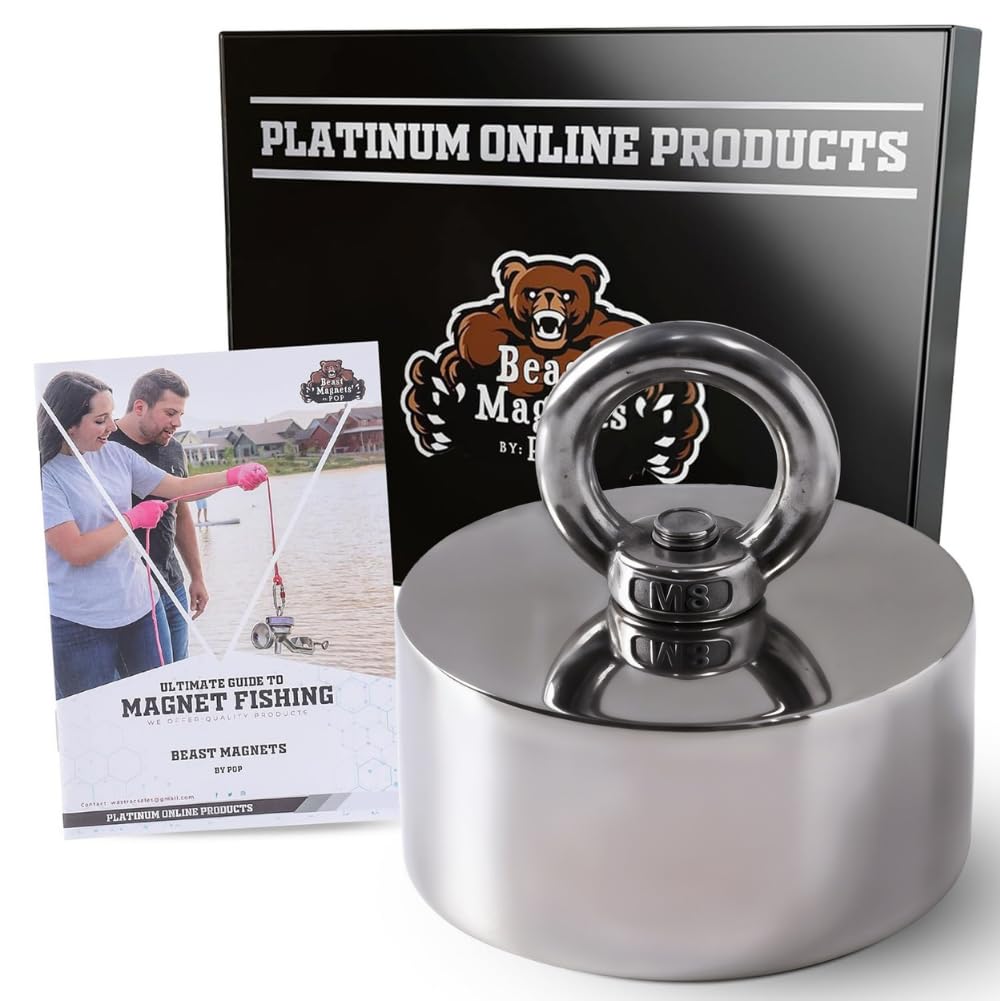 Photo 1 of 3000lb Strong 360 Degree Fishing Magnet for Magnetic Fishing, Strong Heavy Duty Neodymium N52 Magnets for Salvage Treasure Hunting in Rivers, Oceans and Lakes