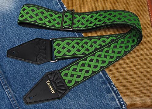 Green CELTIC KNOT Cotton USA made TROPHY Guitar Strap