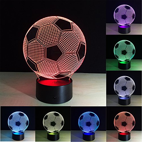 Ticent Soccer Night Light for Boys, Football 3D Illusion Lamps for Kids