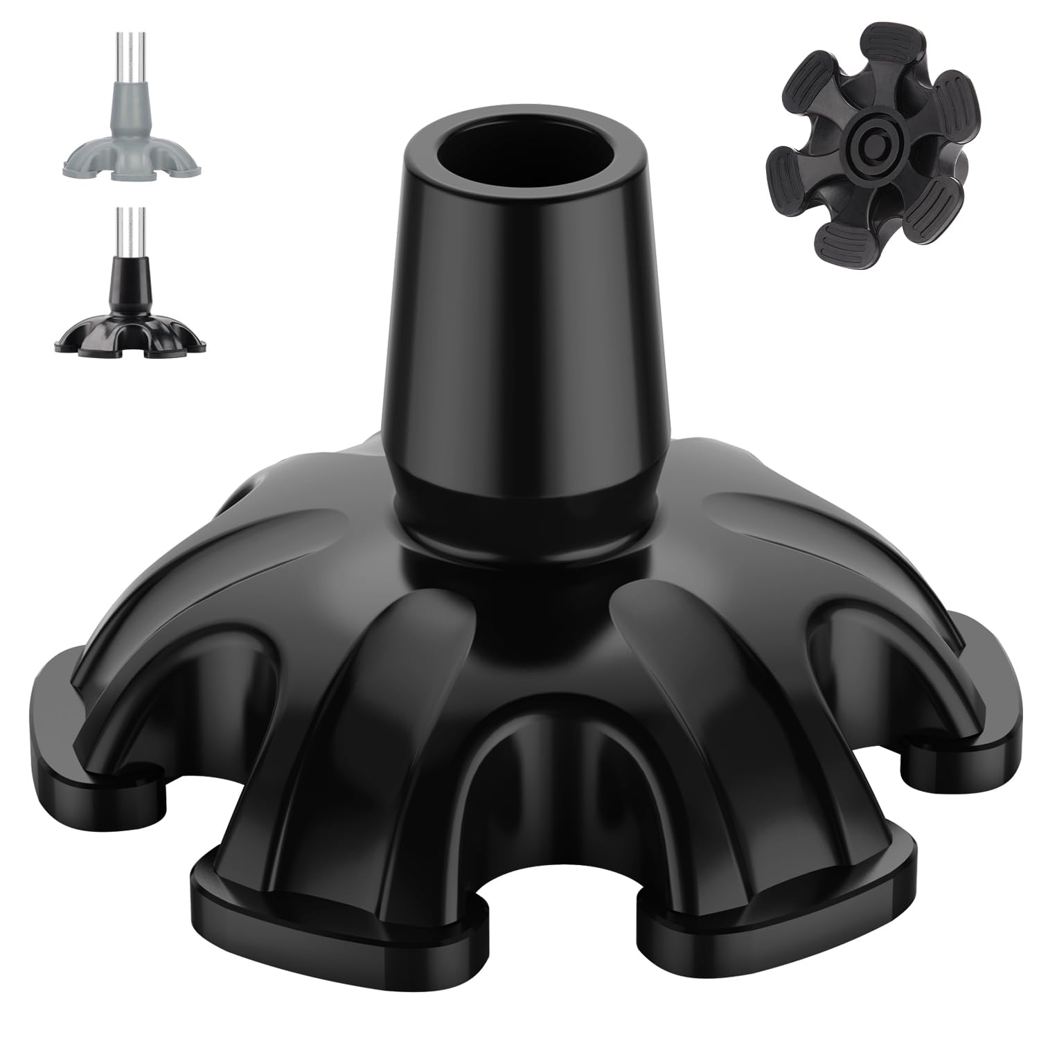 YF 16mm Non-Slip Rubber Ferrules, Heavy-Duty Self-Standing Cane Tips with 6 Support Points, Replacement Ends for Walking Sticks, Canes, Crutches & Mobility Aids