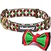 Blueberry Pet 4 Patterns Christmas Party Fair Isle Style Adjustable Dog Collar with Detachable Bow Tie, Large, Neck 18