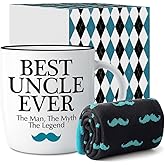 Triple Gifffted Best Uncle Ever Coffee Mug and Socks Gift Set – Funny Gifts for Christmas, Father’s Day, Valentine’s, Birthday from Niece or Nephew – 380ml Ceramic Cup with Cozy Socks