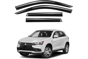 GrandWheel Co Smoke Tinted Tape-On Side Window Vent Visor Deflectors Rain Guards Compatible with Mitsubishi Outlander Sport/ASX 2011-2022 - 4pcs. GW0220, BLACK