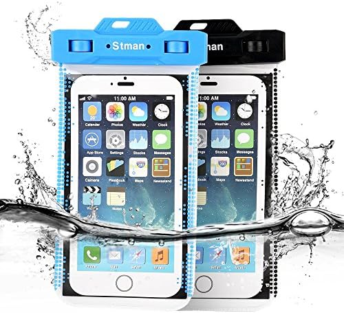STMAN Phone Waterproof Case STMAN Cell phone Dry Bag Polka Dot for iPhone 6plus, 6S Plus, Samsung Galaxy S7, S6 Note 5 4, Huawei p8, p9 mate 7, 8, 9 Devices up to 6.0" (3-PACK) (Black+Blue+Pink)
