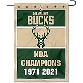 Milwaukee Bucks 2 Time Basketball Champions Double Sided Garden Flag