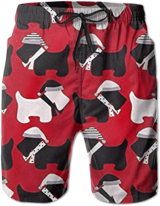 WTFIbeach Beach Shorts Scottie Dogs Red Men's Quick Dry