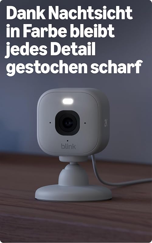 Mini 2K+ (neueste Generation), Sicherheitskamera mit Netzstecker für zuhause, 2K-Videoauflösung, 4-fach-Zoom, Nachtsicht in Farbe, 2 Kameras – Weiß