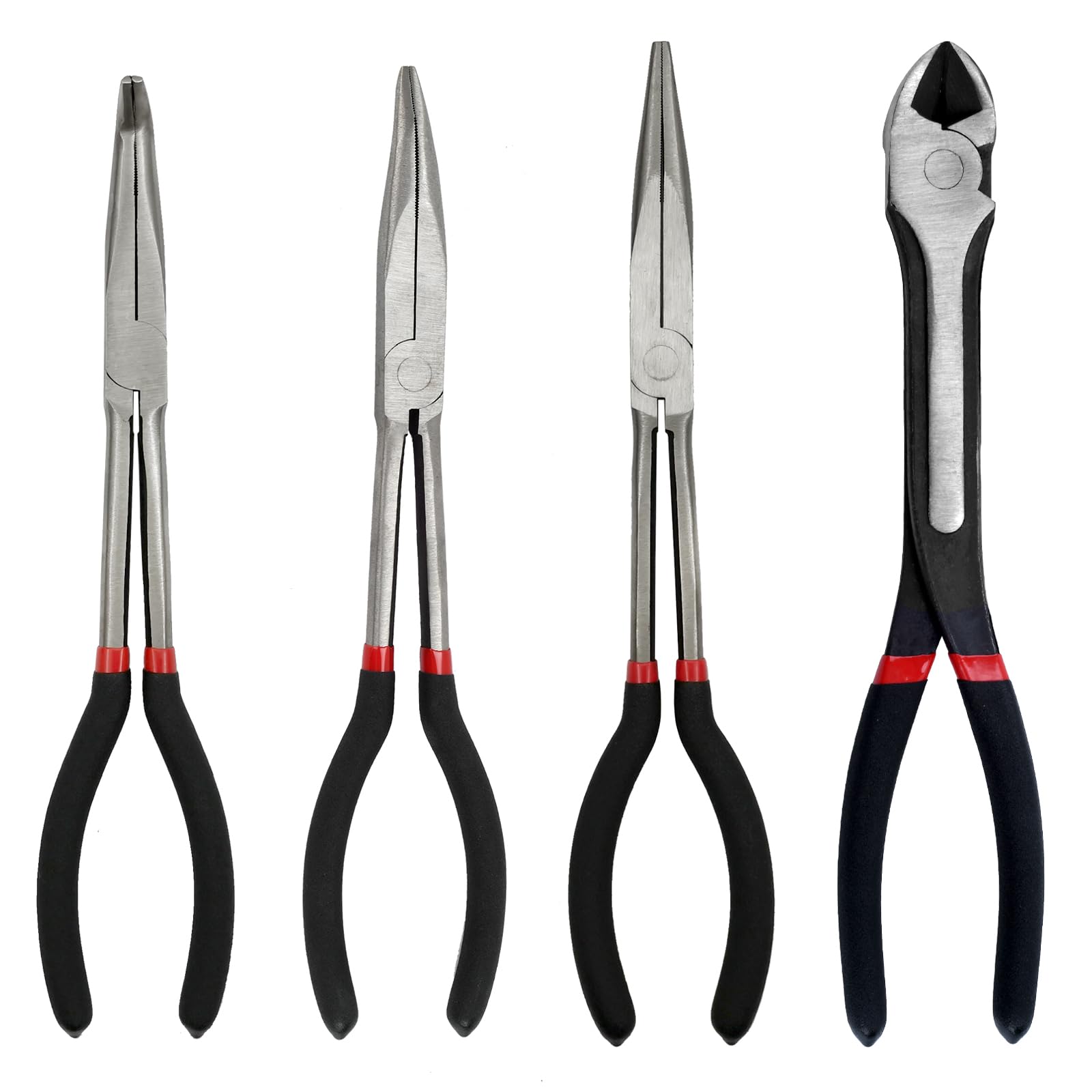 Long Needle Nose Pliers Set (4PCS-Straight/45/90/Diagonal)