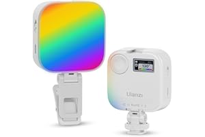 ULANZI U60 RGB Video Lights White LED Camera Light 360° Full Color Portable Photography Lighting w Quick Release Cold Shoe Adapter and Clip, 2500mAh Rechargeable CRI 95+ 2500-9000K Dimmable Panel Lamp