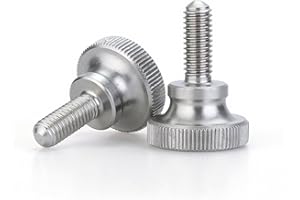 HIRTUOTTER 4 pcs M6 x 20 Knurled Thumb Screws 304 Stainless Steel, Flat Head with Shoulder Grip, for 3D Printers/Electronics/Machinery