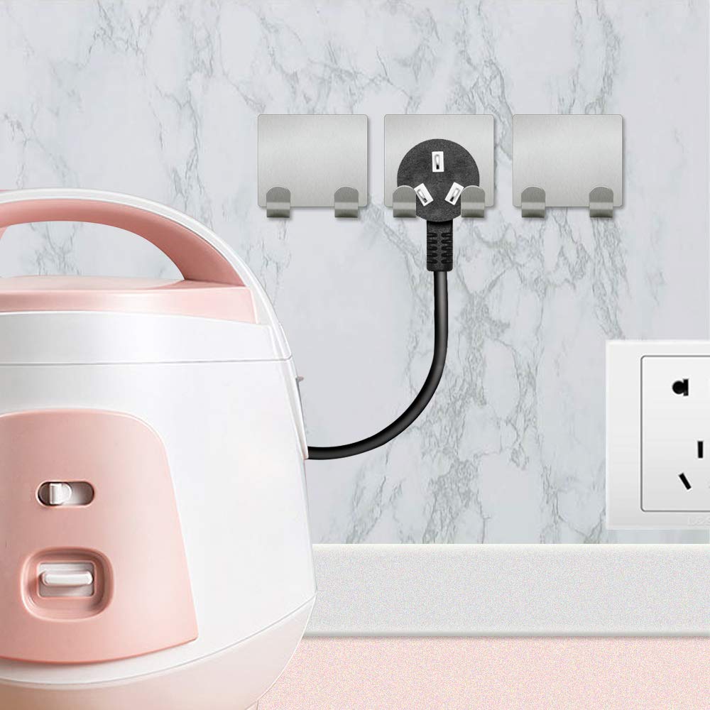 btcus4 3M Self Adhesive Wall Hooks Heavy Duty Wall Hanger for Robe Coat Towel Keys Bags Bathroom Kitchen and Office Stainless Steel 4-Pack